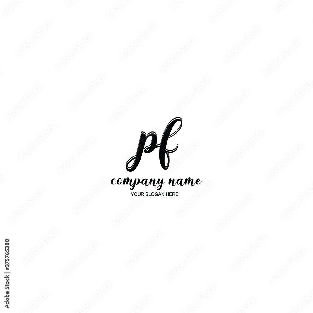 PF Initial handwriting logo template vector PF Initial handwriting logo template vector