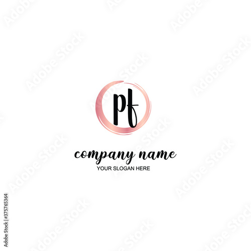 PF Initial handwriting logo template vector