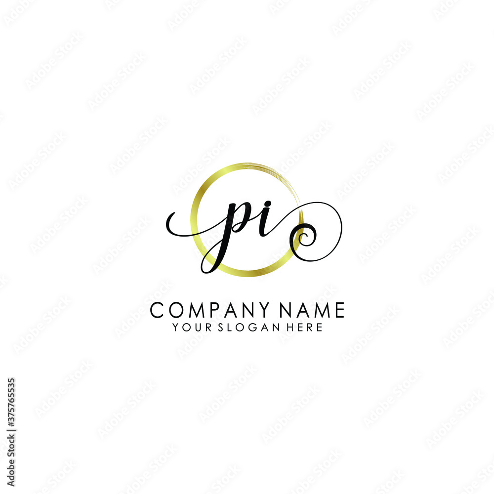 PI Initial handwriting logo template vector