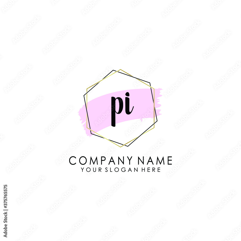 PI Initial handwriting logo template vector PI Initial handwriting logo template vector