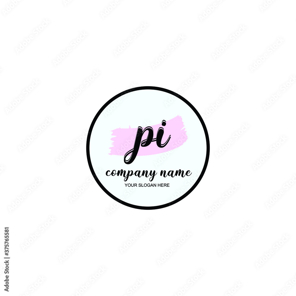 PI Initial handwriting logo template vector PI Initial handwriting logo template vector
