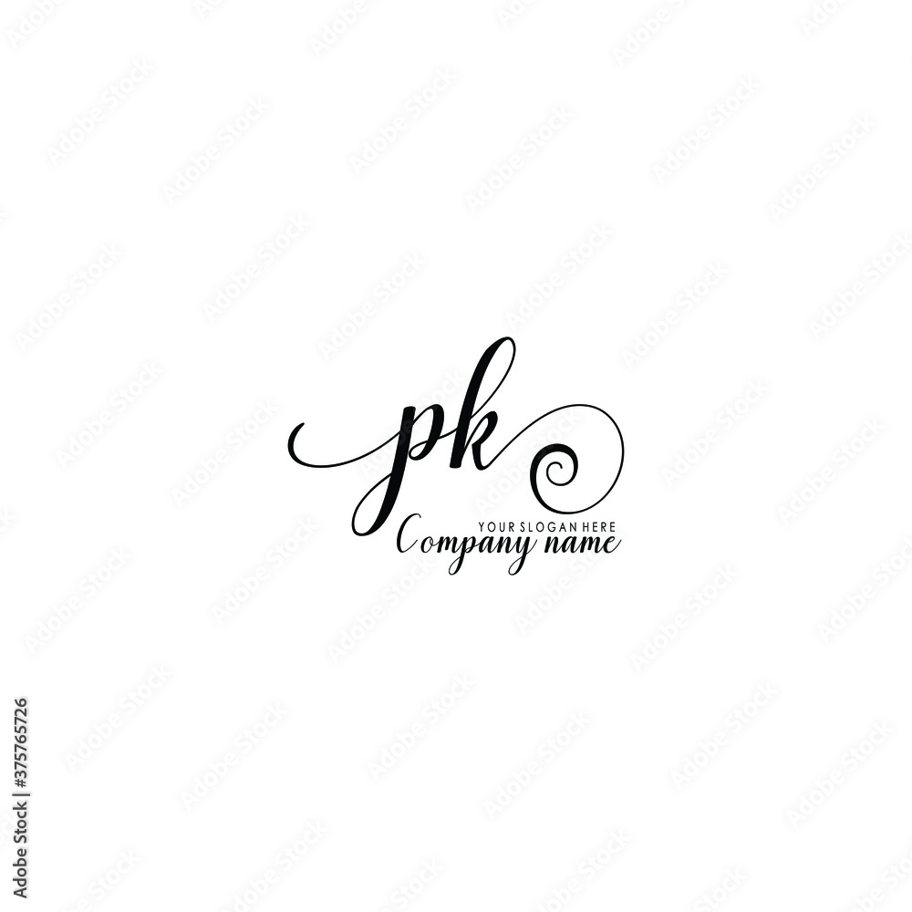 PK Initial handwriting logo template vector