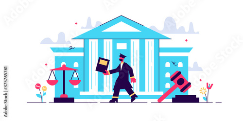 Supreme court vector illustration. Flat tiny 