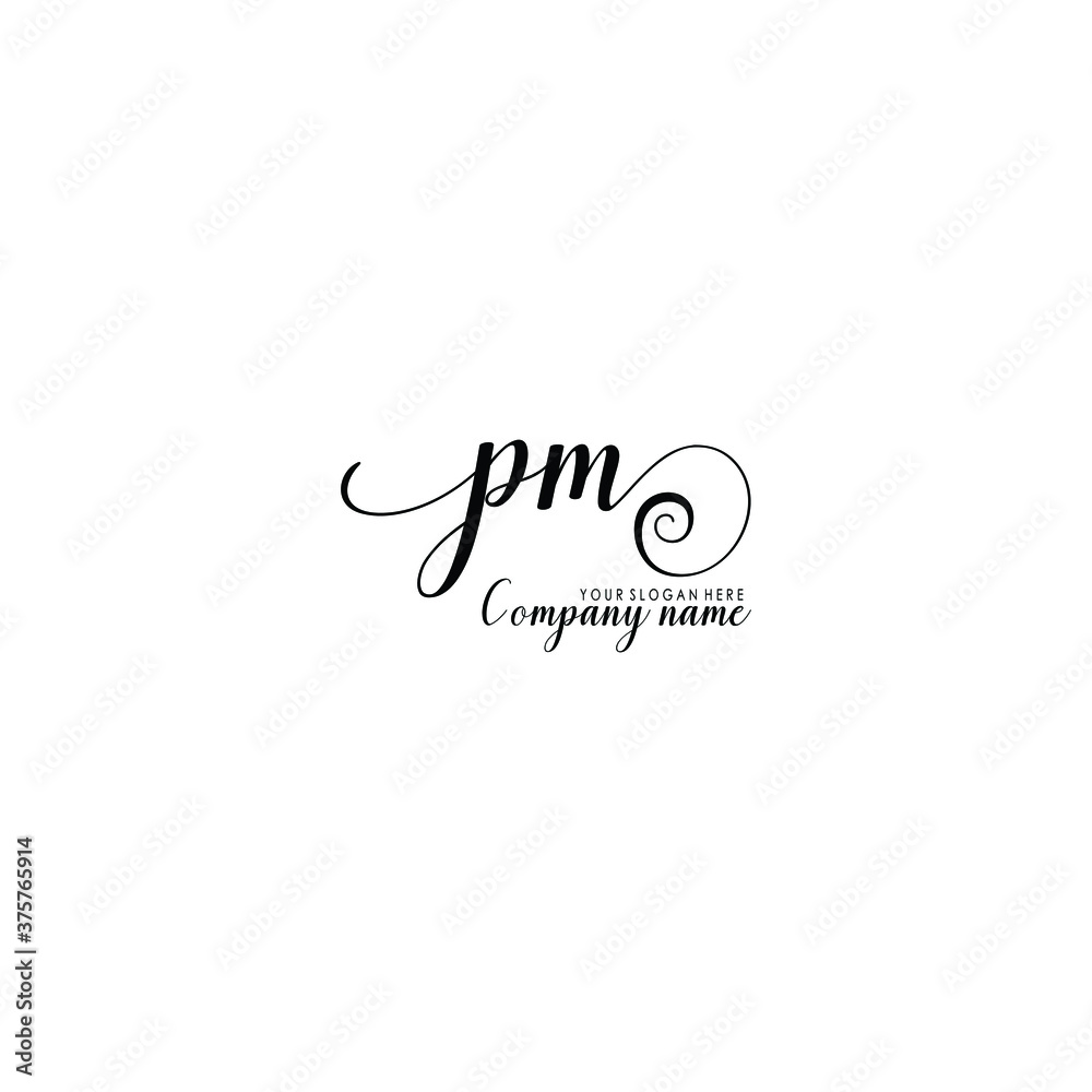 PM Initial handwriting logo template vector PM Initial handwriting logo template vector
