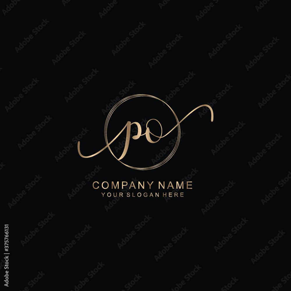 PO Initial handwriting logo template vector PO Initial handwriting logo template vector