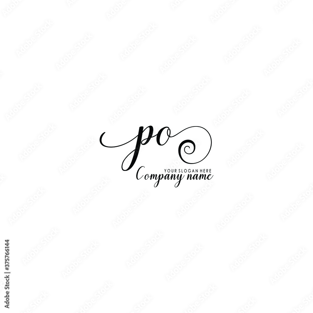 PO Initial handwriting logo template vector PO Initial handwriting logo template vector