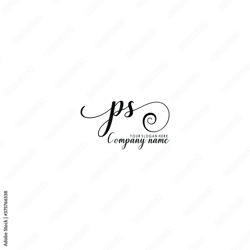 PS Initial handwriting logo template vector