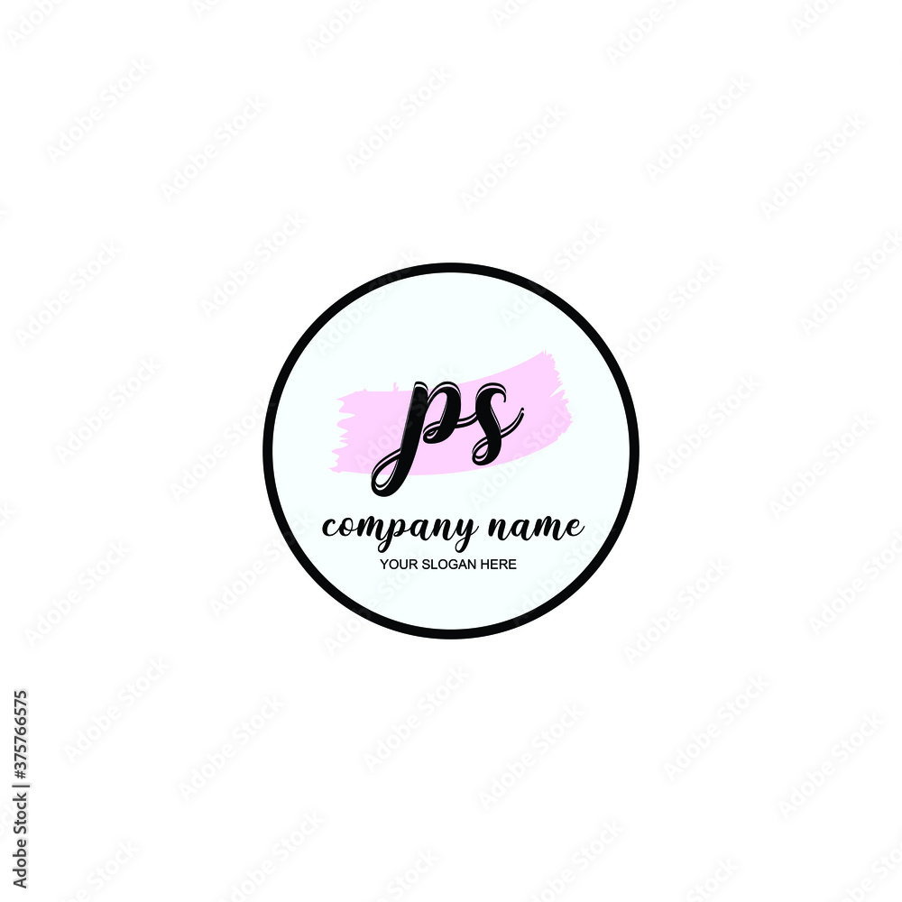 PS Initial handwriting logo template vector PS Initial handwriting logo template vector