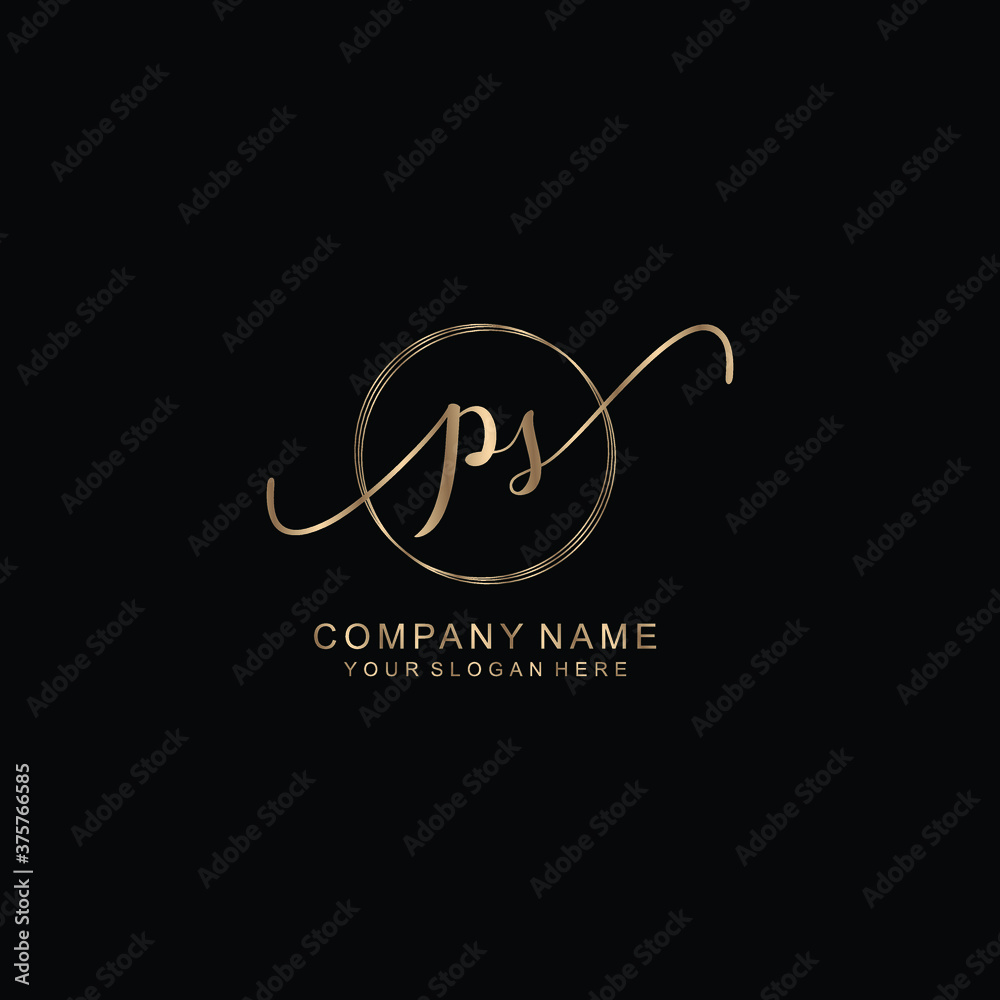 PS Initial handwriting logo template vector