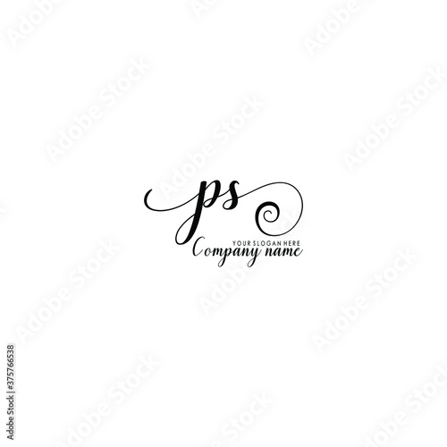 PS Initial handwriting logo template vector