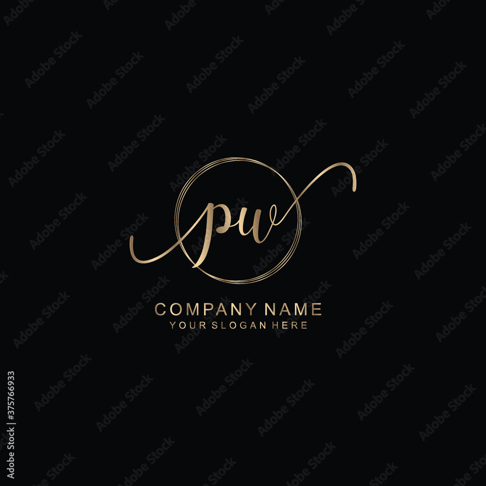 PW Initial handwriting logo template vector