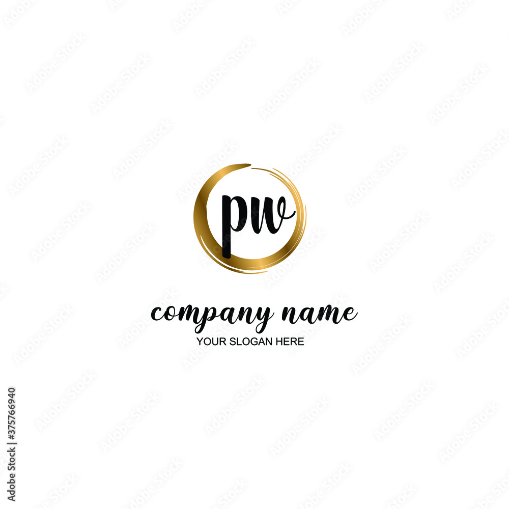PW Initial handwriting logo template vector
