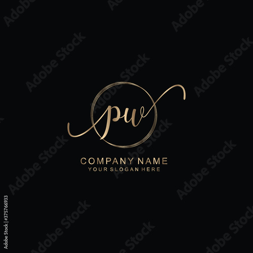 PW Initial handwriting logo template vector