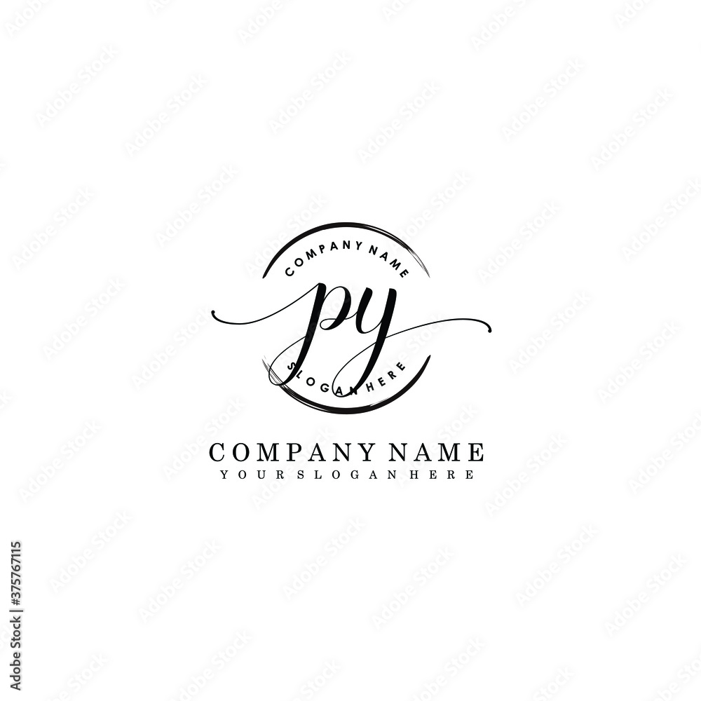 Fototapeta premium PY Initial handwriting logo template vector