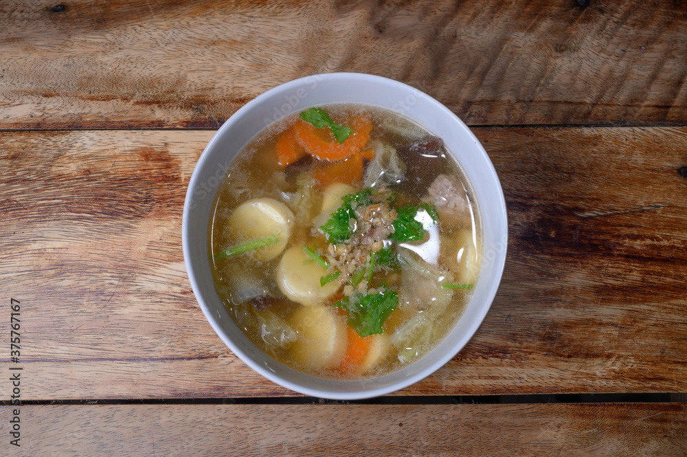 Clear Soup with Tofu and Minced Pork Clear Soup with Tofu and Minced Pork