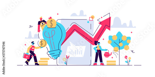 Tiny business people investing 