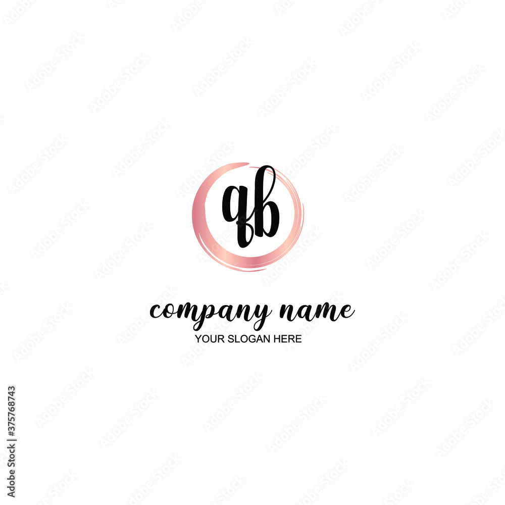 QB Initial handwriting logo template vector
