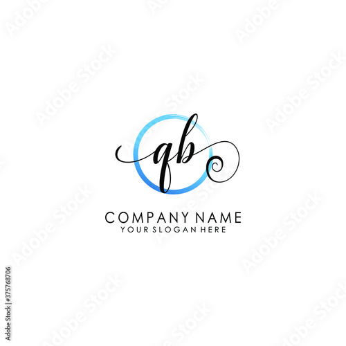 QB Initial handwriting logo template vector 