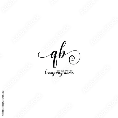 QB Initial handwriting logo template vector 