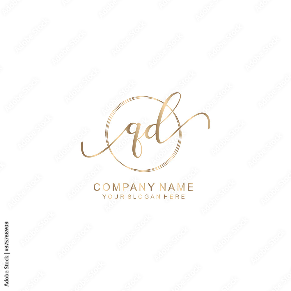 QD Initial handwriting logo template vector QD Initial handwriting logo template vector