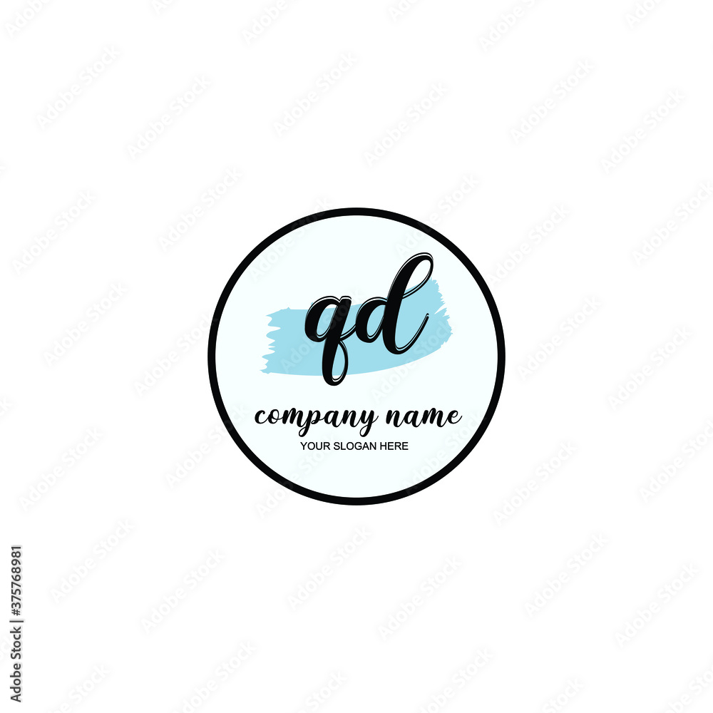 QD Initial handwriting logo template vector QD Initial handwriting logo template vector