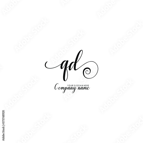 QD Initial handwriting logo template vector