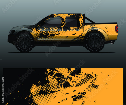 Truck decal, cargo van and car wrap vector, Graphic abstract grunge stripe designs for wrap branding vehicle