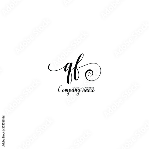 QF Initial handwriting logo template vector