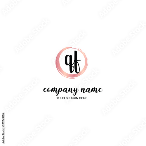 QF Initial handwriting logo template vector