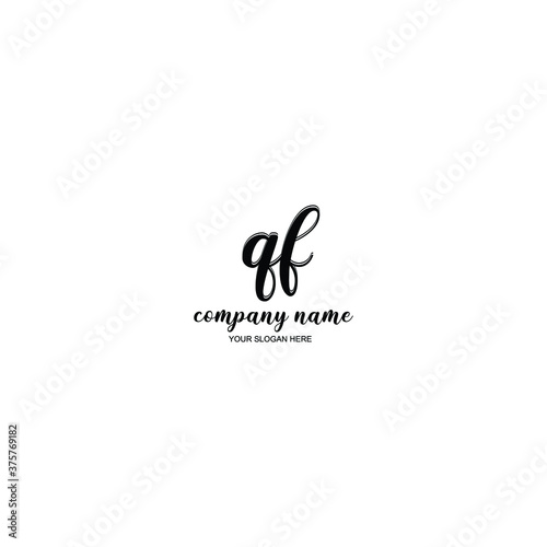 QF Initial handwriting logo template vector