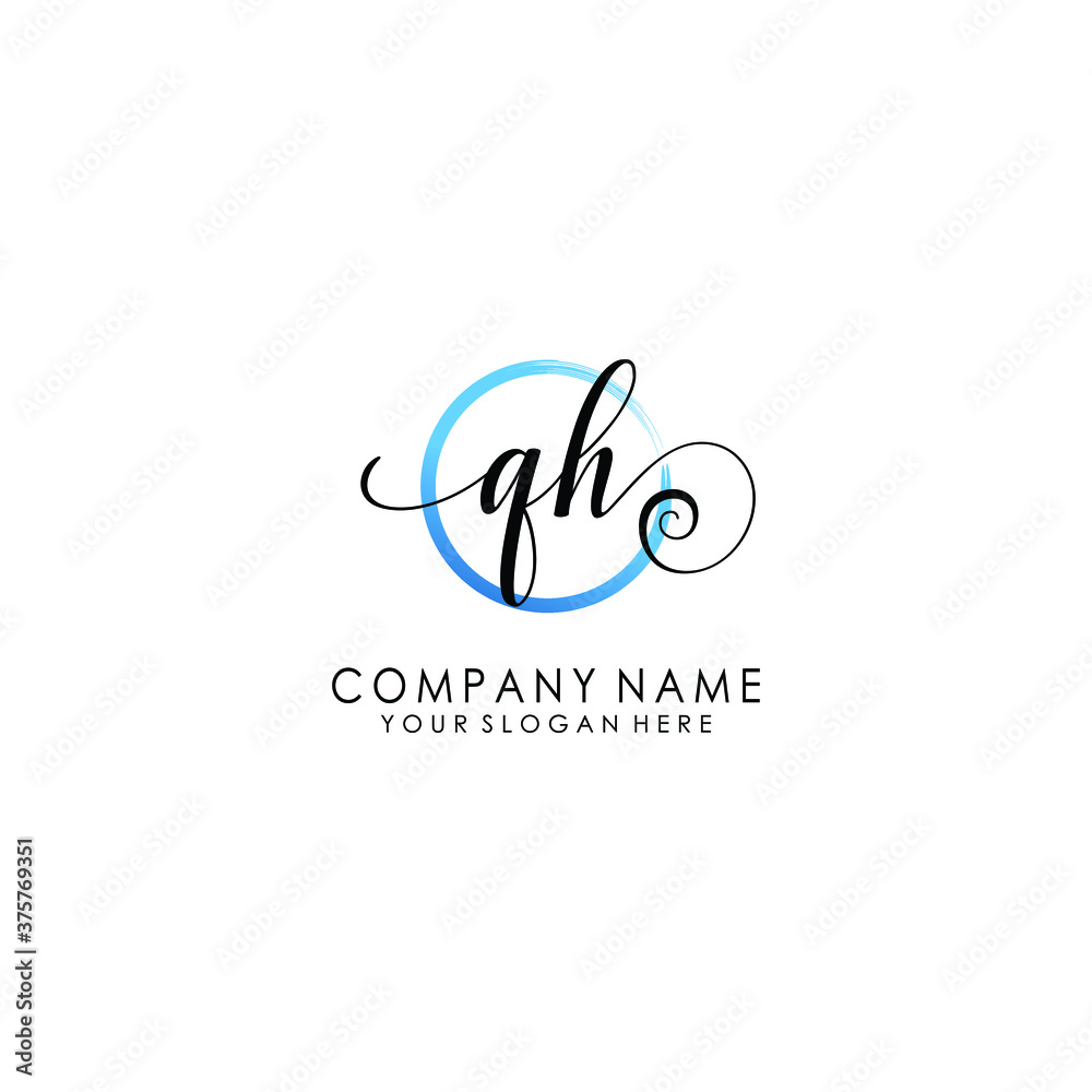 QH Initial handwriting logo template vector QH Initial handwriting logo template vector
