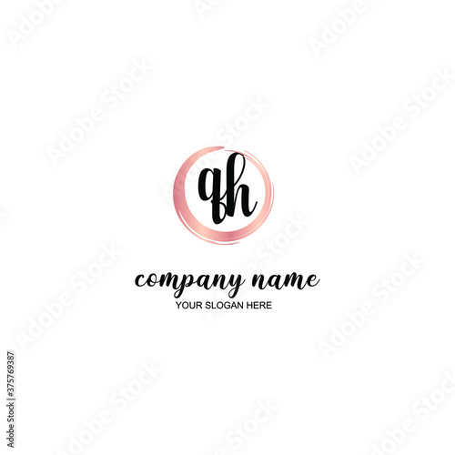 QH Initial handwriting logo template vector
