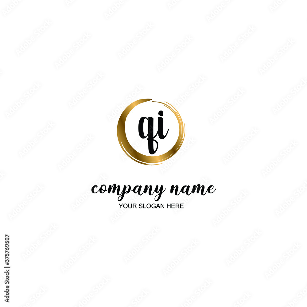 QI Initial handwriting logo template vector QI Initial handwriting logo template vector