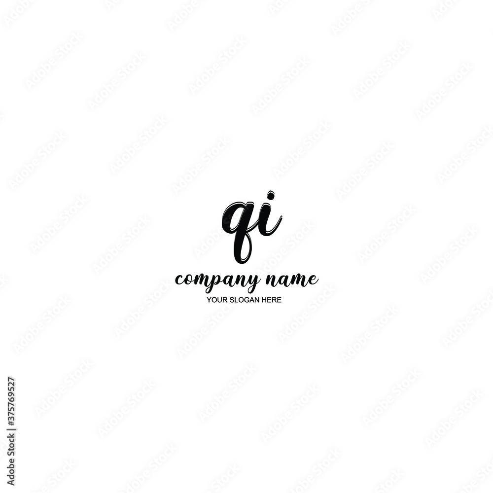 QI Initial handwriting logo template vector QI Initial handwriting logo template vector