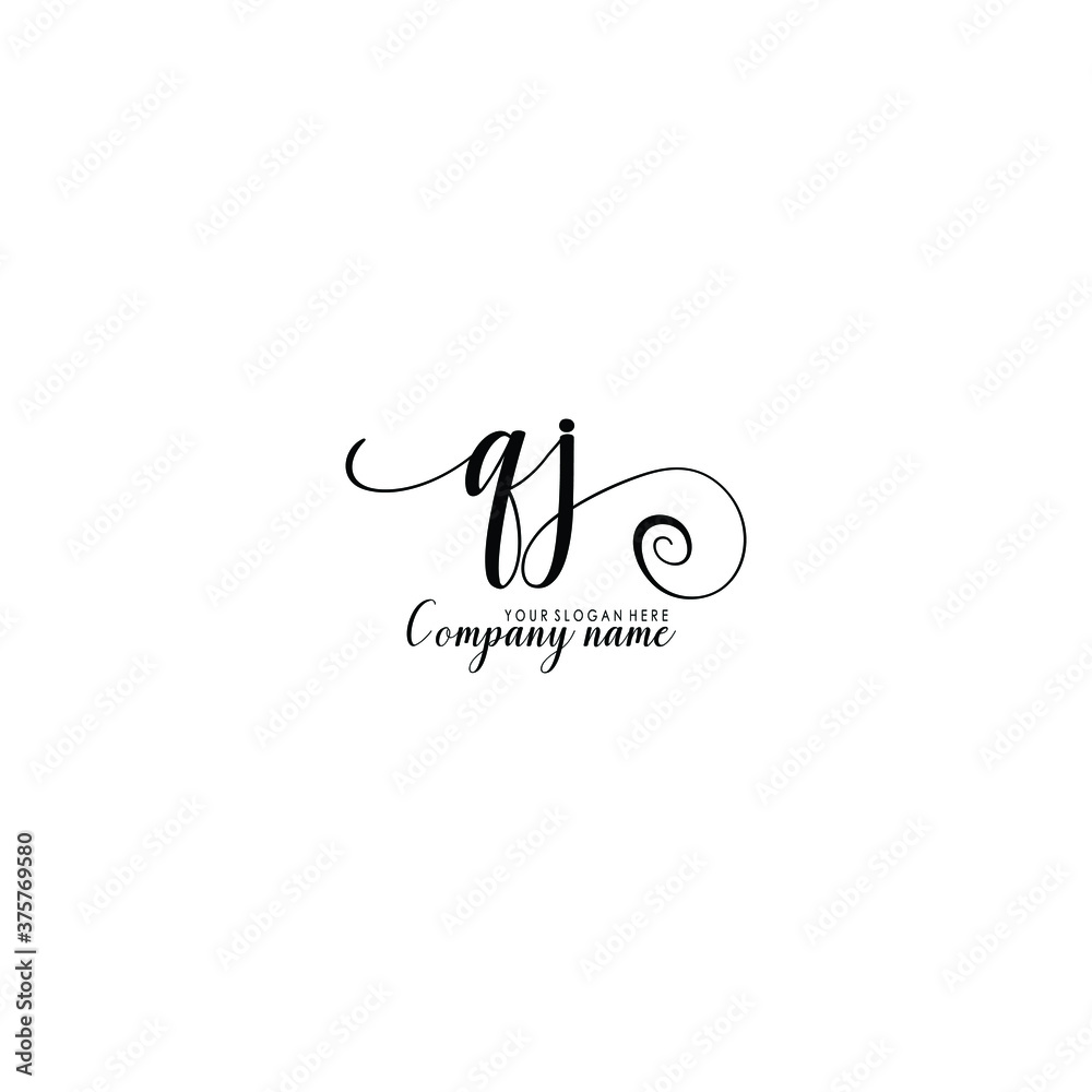 QJ Initial handwriting logo template vector QJ Initial handwriting logo template vector