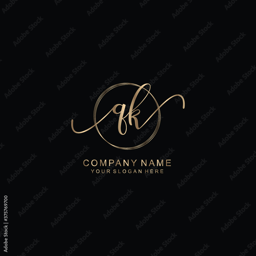 QK Initial handwriting logo template vector QK Initial handwriting logo template vector