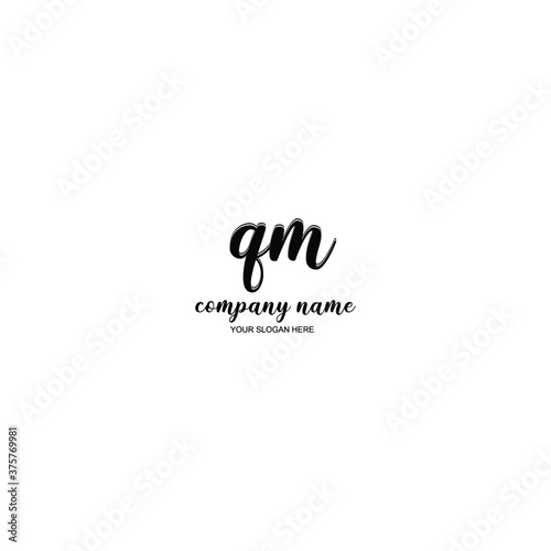 QM Initial handwriting logo template vector 