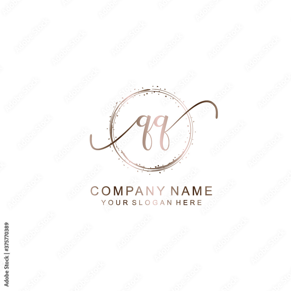 QQ Initial handwriting logo template vector
