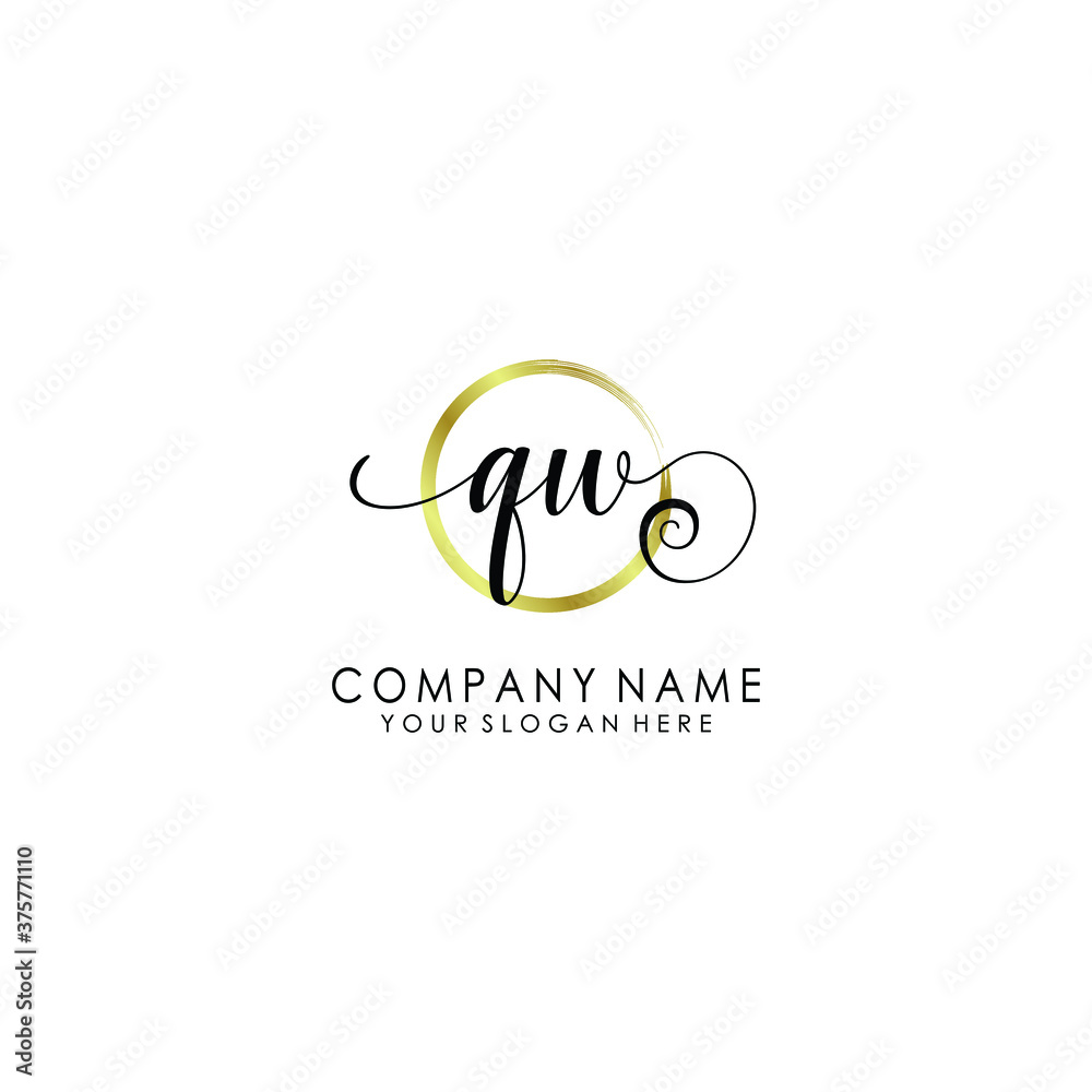 QW Initial handwriting logo template vector
