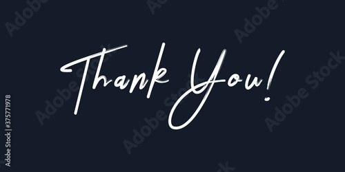Thank You Text Handwritten Calligraphy Lettering Isolated On Black Background Vector Illustration