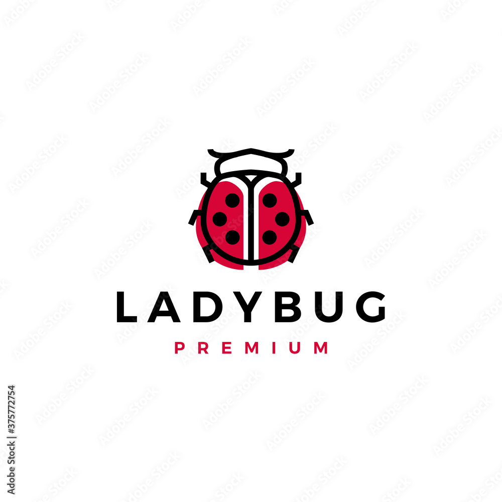 red lady bug beetle black dots logo vector icon illustration
