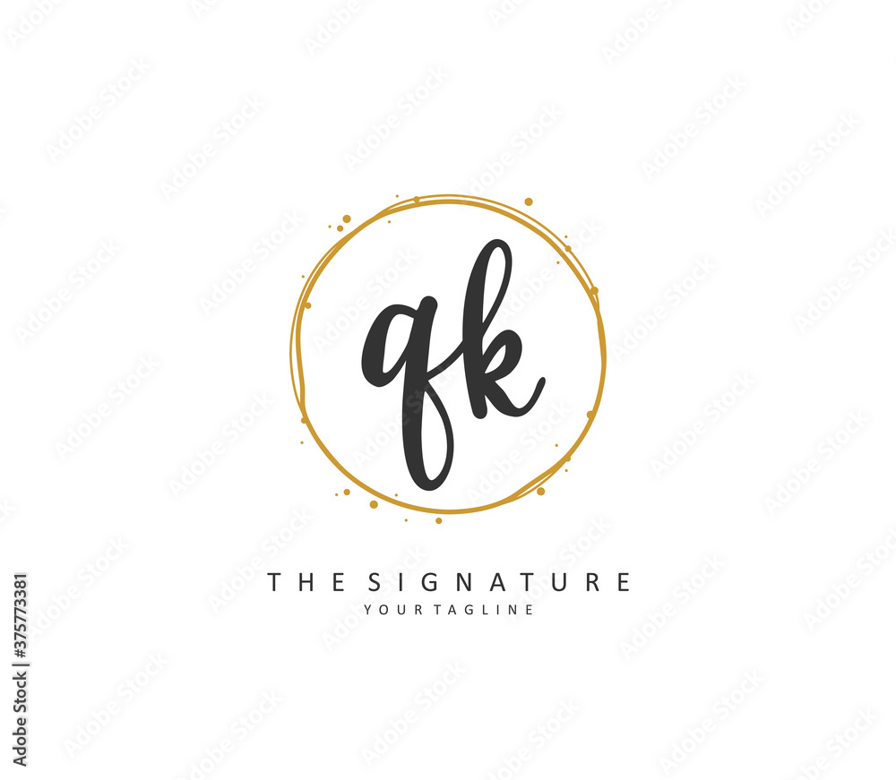 Q K QK Initial letter handwriting and signature logo. A concept handwriting initial logo with template element. Q K QK Initial letter handwriting and signature logo. A concept handwriting initial logo with template element.