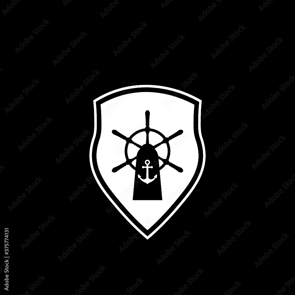 Sea and nautical typography badge and design element isolated on dark background Sea and nautical typography badge and design element isolated on dark background