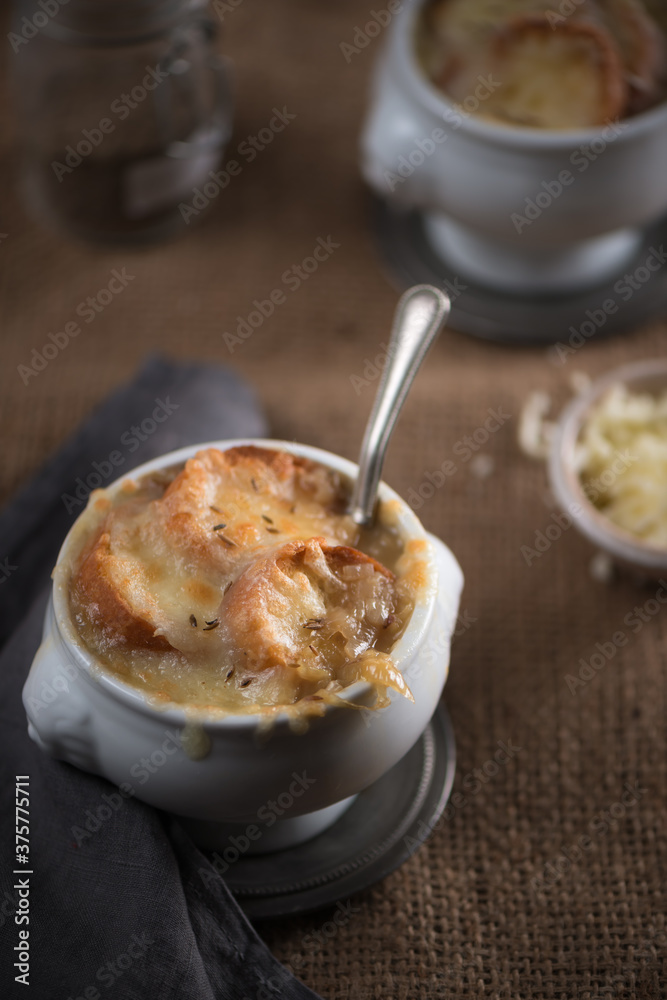 French onion soup with melted gruyere French onion soup with melted gruyere