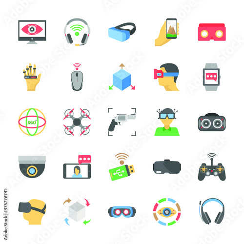 Virtual Reality Flat Vectors Set