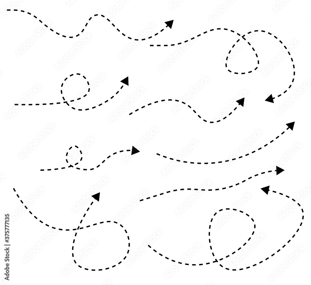 Vector Set of Dotted Arrows, Set Arrows and directions signs, dotted arrow Vector, arrow dashed vector .arrow dashed doodle curve Vector Set of Dotted Arrows, Set Arrows and directions signs, dotted arrow Vector, arrow dashed vector .arrow dashed doodle curve