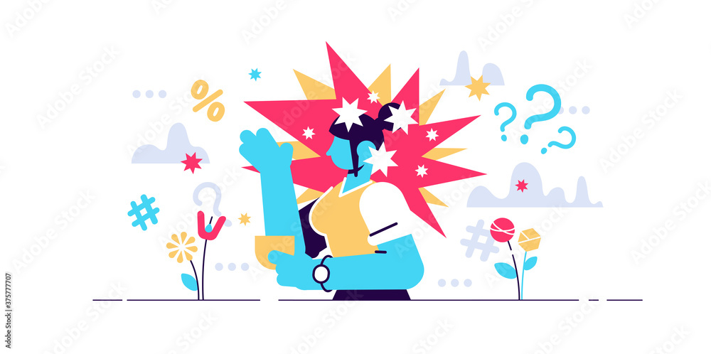 Psychological trauma concept, flat tiny Psychological trauma concept, flat tiny