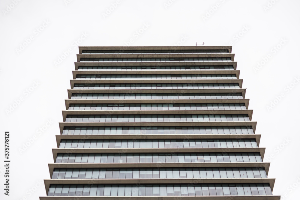 Minimal architectural view of a skyscraper in Barcelona Minimal architectural view of a skyscraper in Barcelona