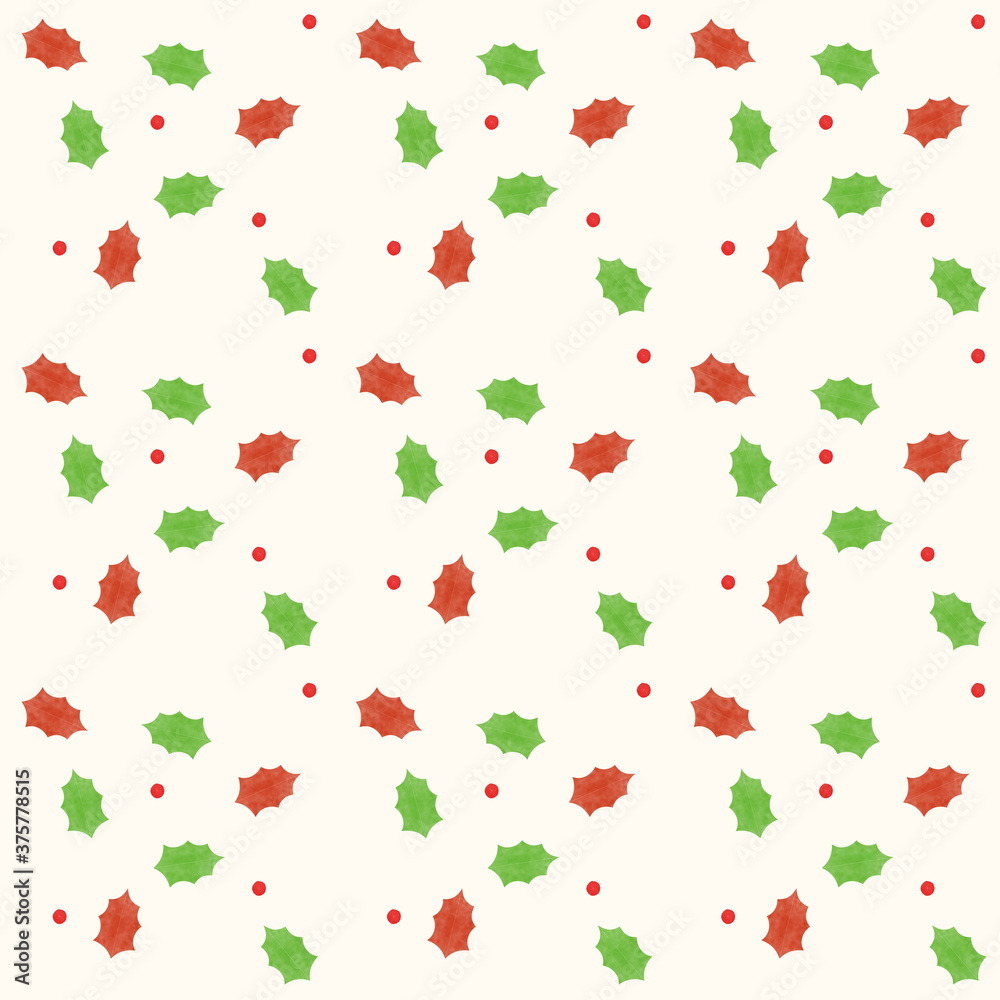 Seamless pattern design of holly leaf