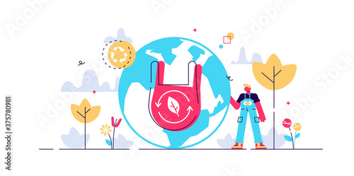 Biodegradable vector illustration. Flat tiny 
